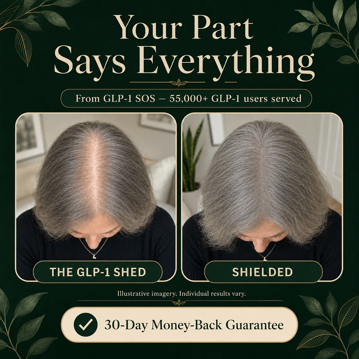 GLP-1 SOS™ Hair Shield — Keep the Weight Loss AND Your Hair | 3-in-1 Nutritional Hair Support